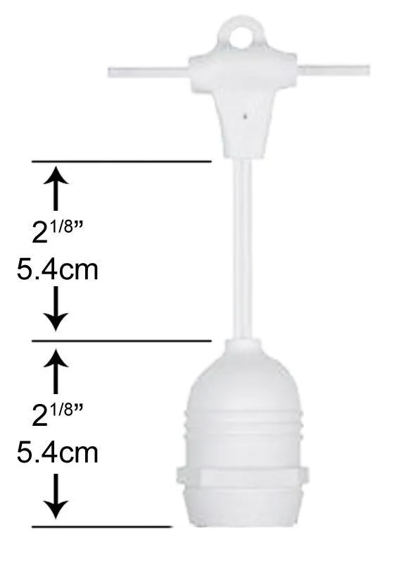 10 Suspended Socket Outdoor Commercial String Light Set, 21 FT White Cord w/ 2-Watt Shatterproof LED Bulbs, Weatherproof SJTW