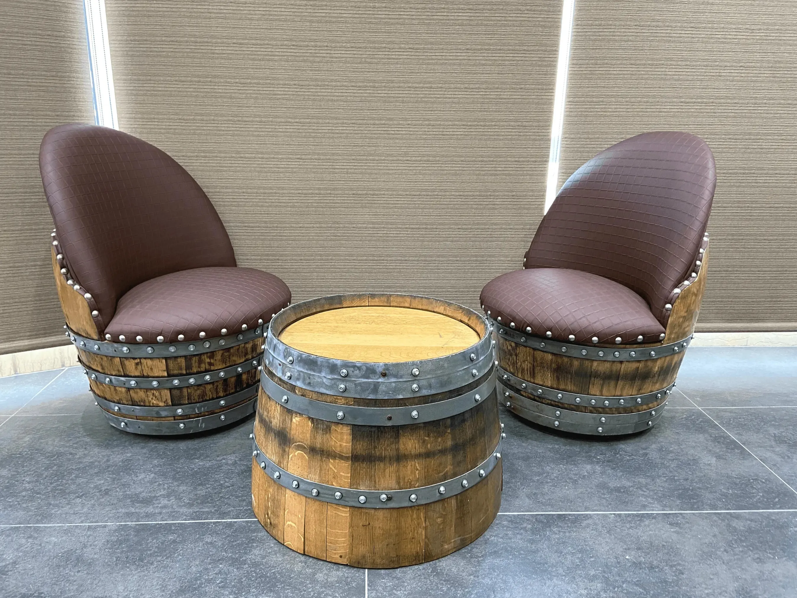 2-Chair Half-Barrel Table Set