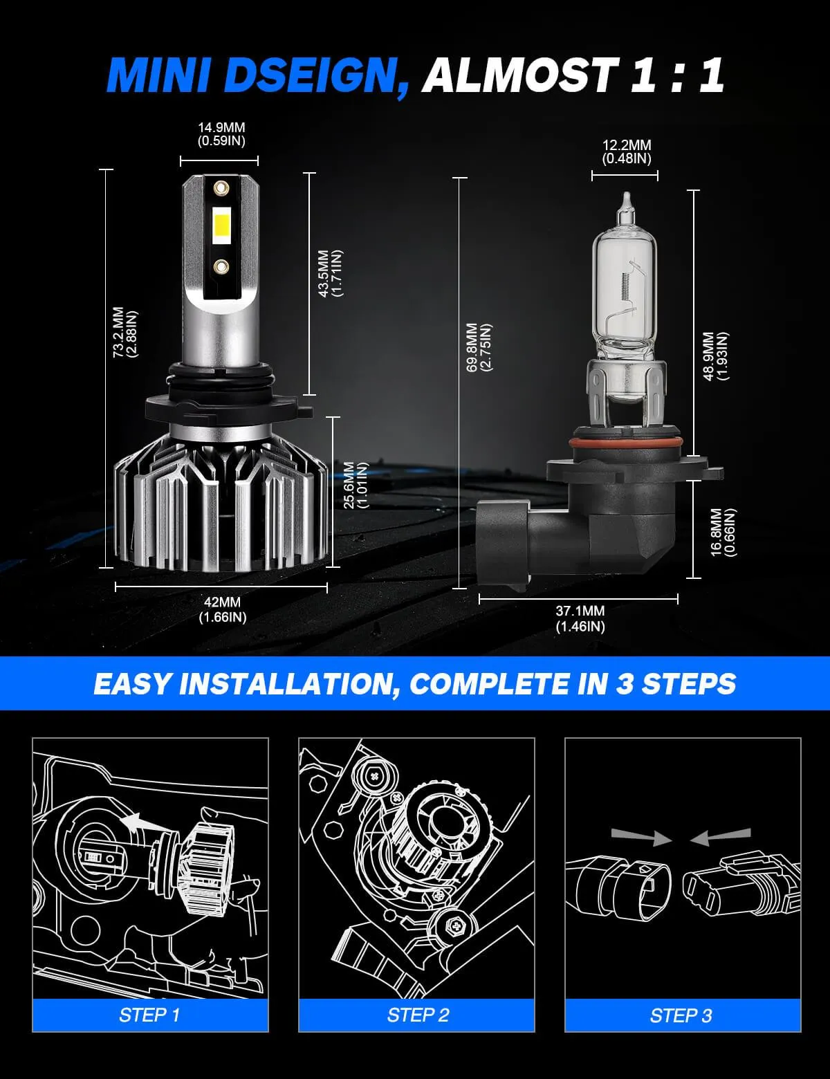 2002-2005 Ford Explorer LED Headlight Bulb 9005 9006 Combo LED Bulbs High and Low Beam Replacement Conversion Kit