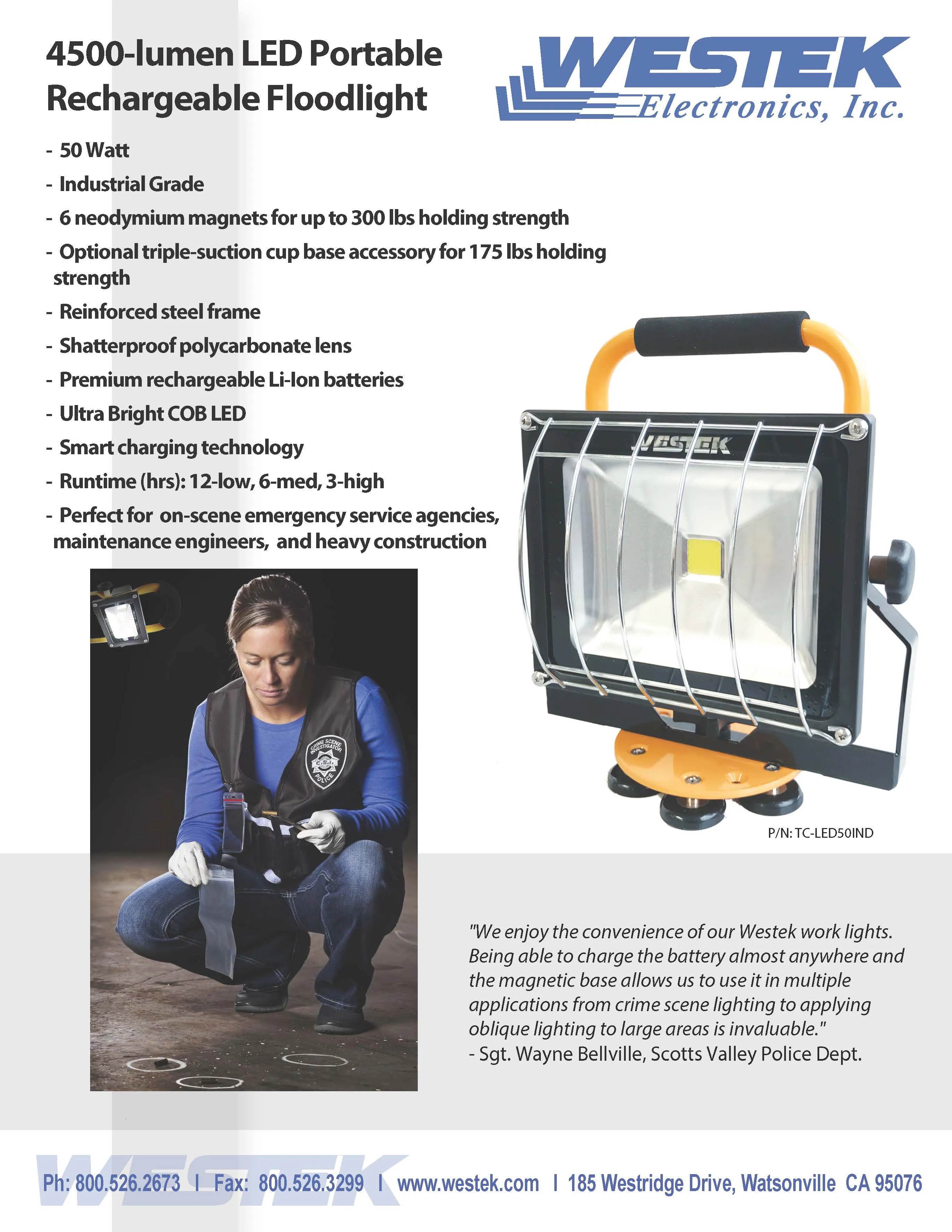 4500 Lumen LED Portable Rechargeable Floodlight