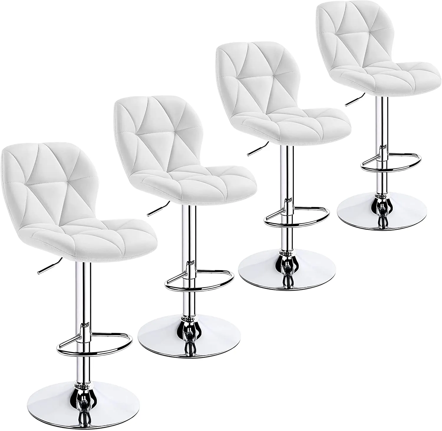 4pcs Barstools Adjustable PU Leather 360°Swivel Count Bar Chair