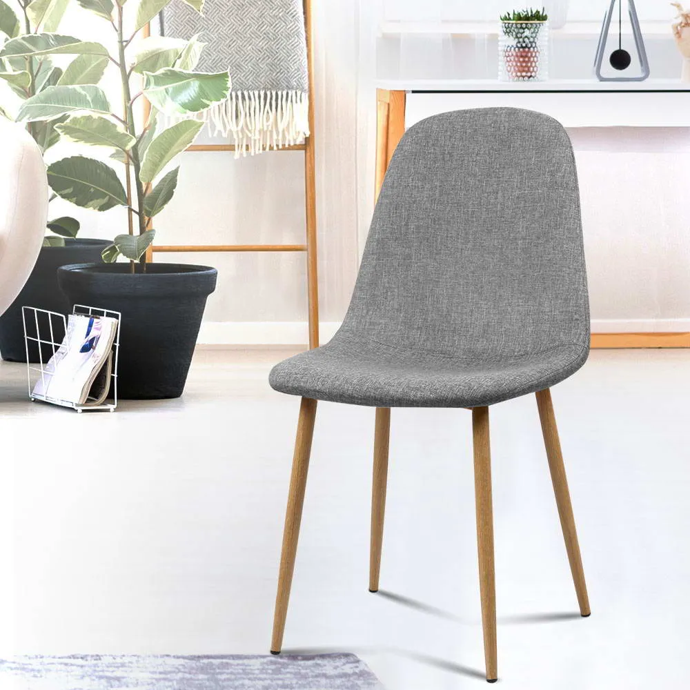 4x Adamas Fabric Dining Chairs - Light Grey