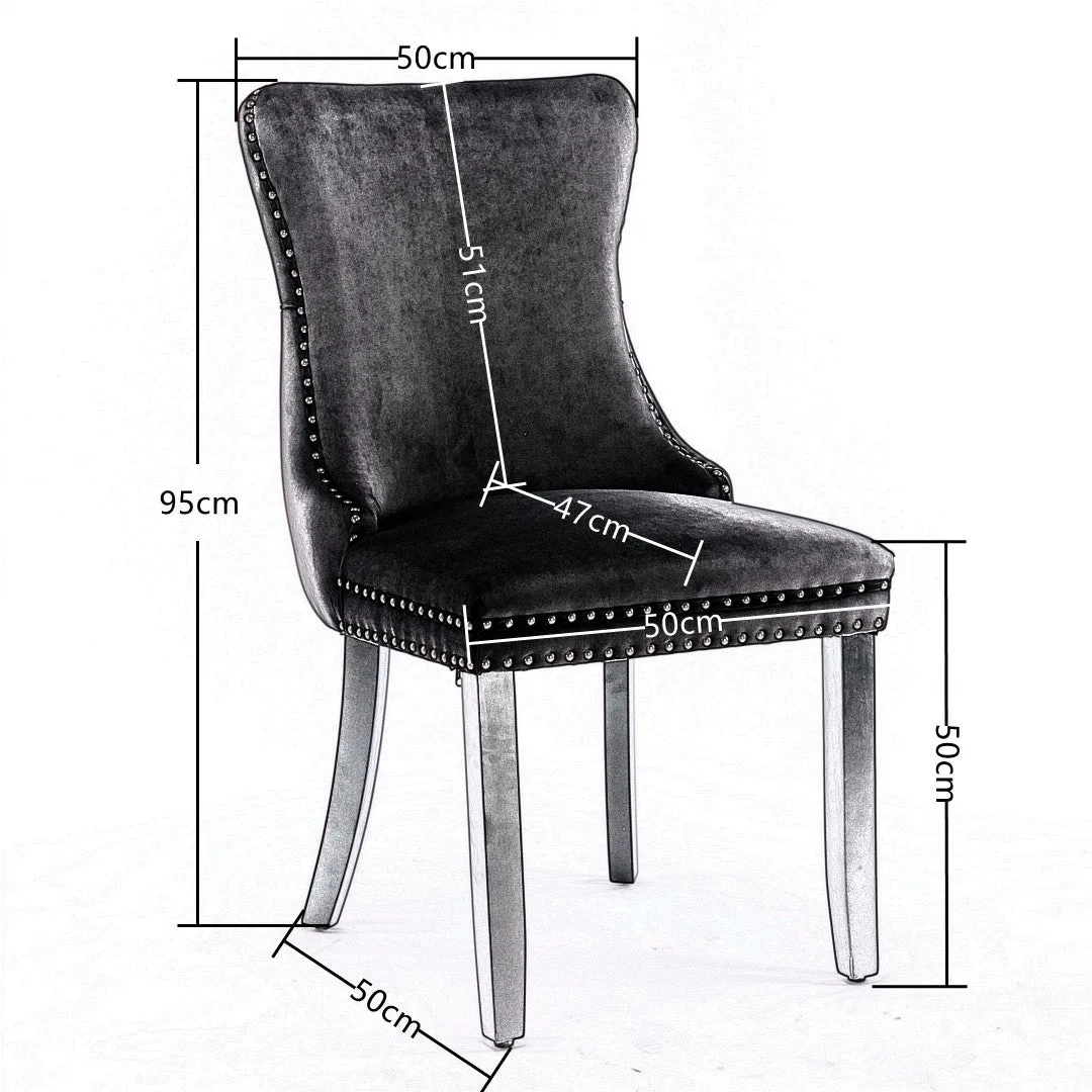 4x Velvet Wingback Dining Chairs, Solid Wood, 280 lbs Capacity