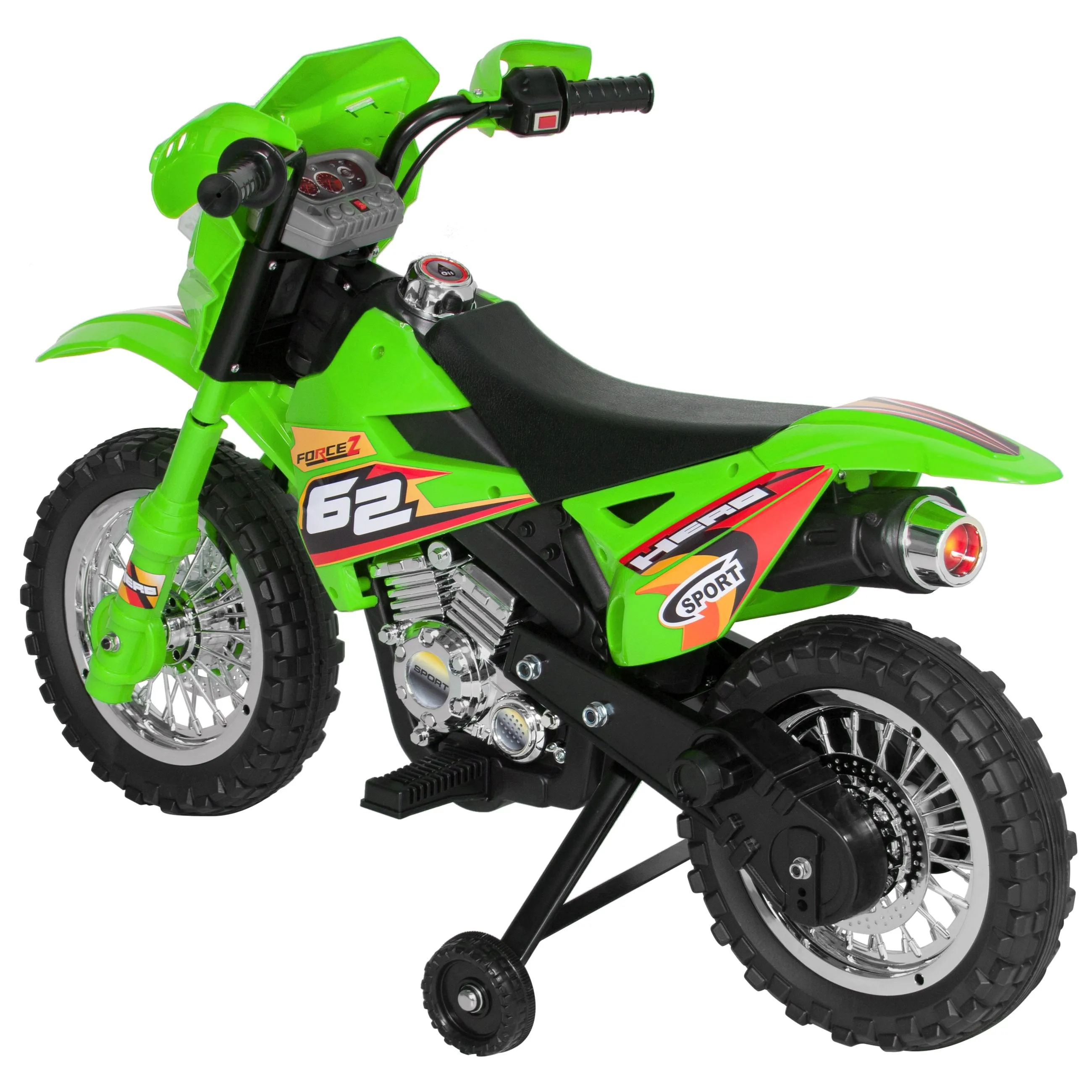 6V Kids Electric Ride-On Motorcycle Toy w/ Training Wheels, Lights, Music