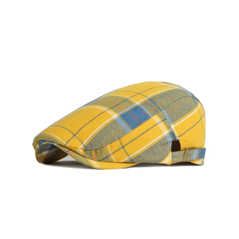 Adjustable Colorful Plaid Flat Cap Newsboy Cabbie Gatsby Golf Beret Hat YZ30109