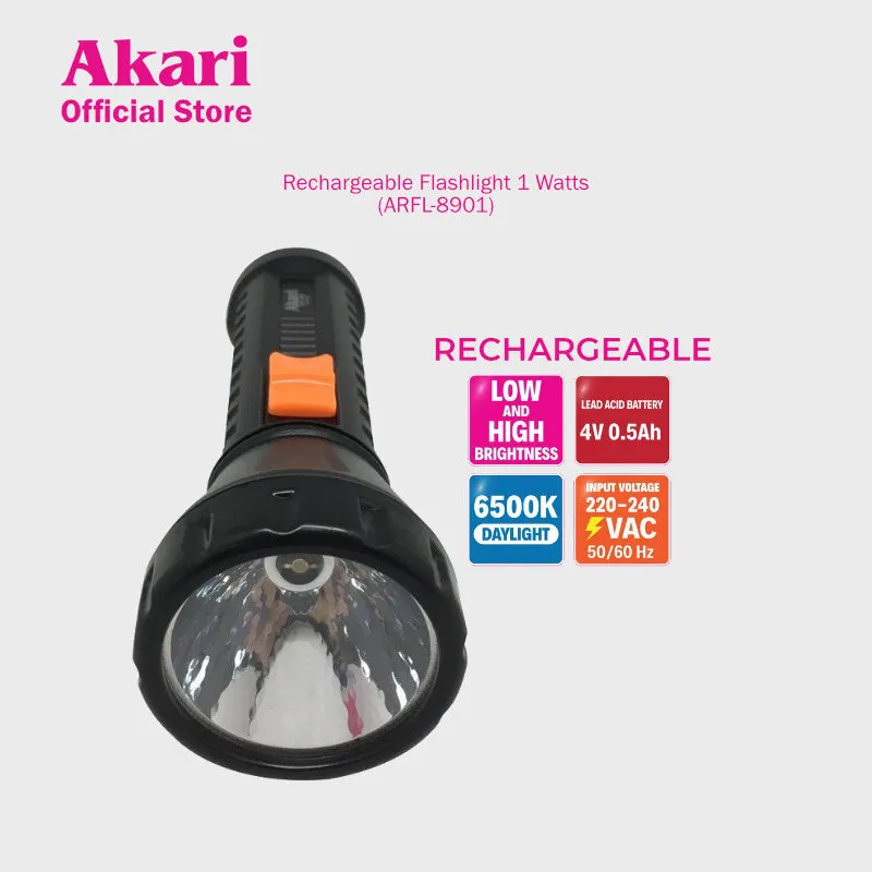 Akari B1T1: Rechargeable Flashlight w/ direct plug