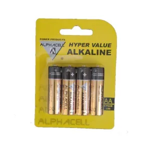 Alphacell Alkaline Hyper Value Battery - Size AA 4pc