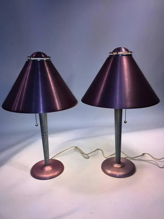 Art Moderne Anodized Spun Aluminum Lamps