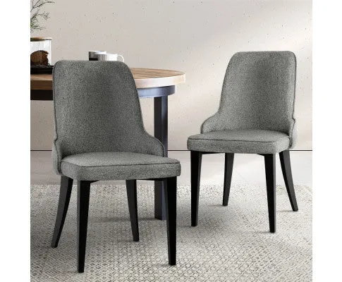 Artiss Dining Chairs Fabric Grey Set of 2 Domus