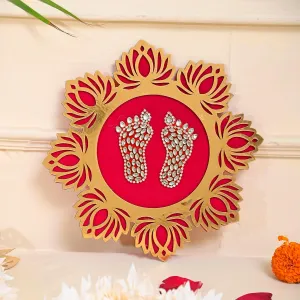 Ascension Lotus Rangoli with Lakshmi Charan Flower Rangoli mats for Decoration Festive DIY Craft Rangoli Stencils for Pooja Room pongal Navratri Diwali Decoration Items & Home Decor