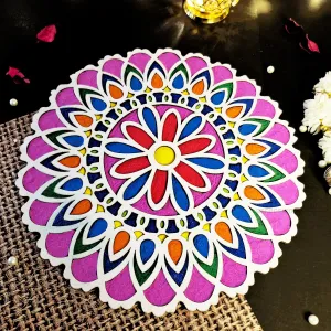 Ascension Portable Rangoli Stencils (11.5inches) for Diwali Décor Home Decoration DIY Craft Reusable Templates for Floor Table Just Fill with Rangoli Atta Rangoli Mats for Decoration (Design 3)