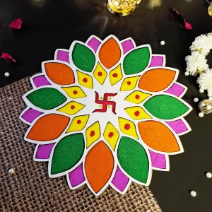 Ascension Portable Rangoli Stencils (11.5inches) for Diwali Décor Home Decoration DIY Craft Reusable Templates for Floor Table Just Fill with Rangoli Atta Rangoli Mats for Decoration (Design 5)