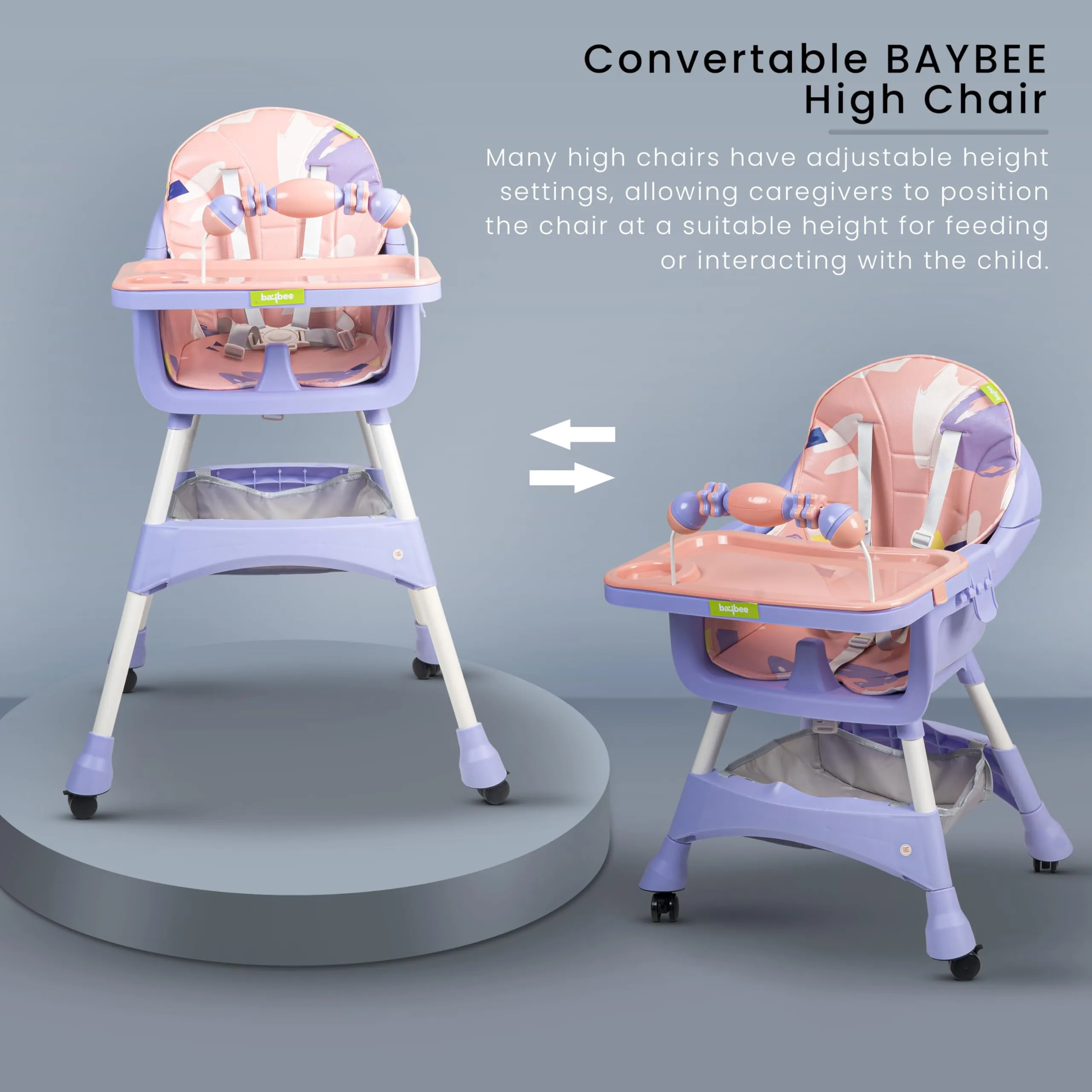 Aurora Series 3 in 1 Convertible High Chair for Kids with Adjustable Comfortable Seat