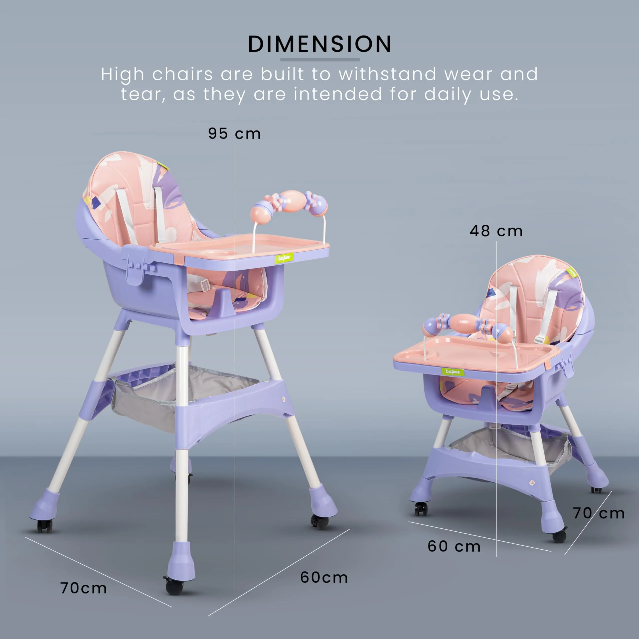 Aurora Series 3 in 1 Convertible High Chair for Kids with Adjustable Comfortable Seat