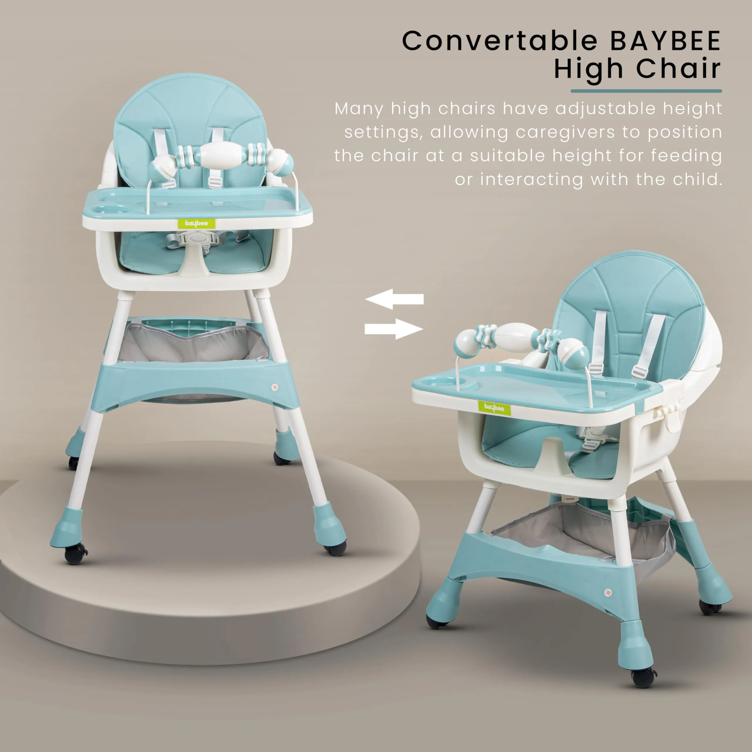 Aurora Series 3 in 1 Convertible High Chair for Kids with Adjustable Comfortable Seat