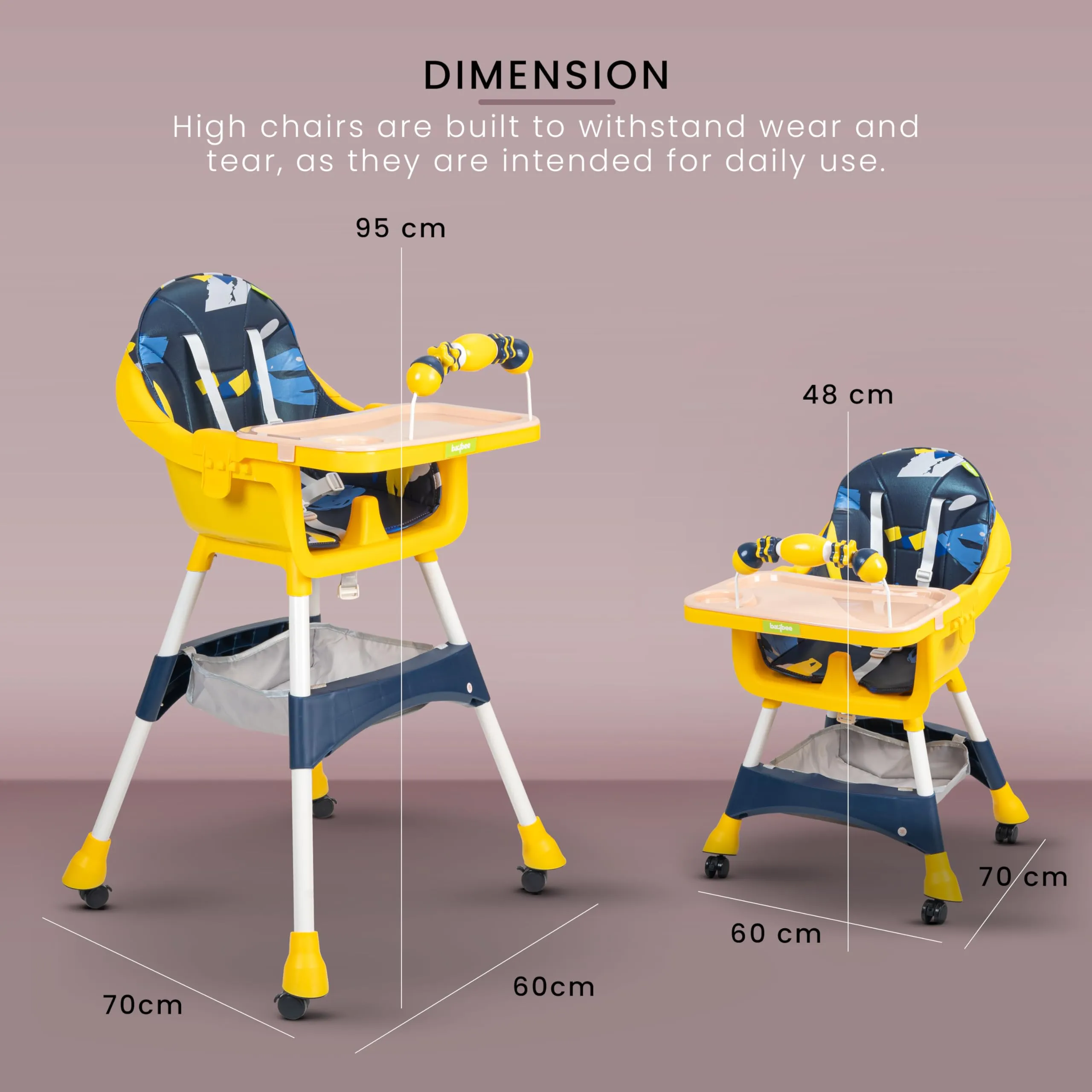 Aurora Series 3 in 1 Convertible High Chair for Kids with Adjustable Comfortable Seat