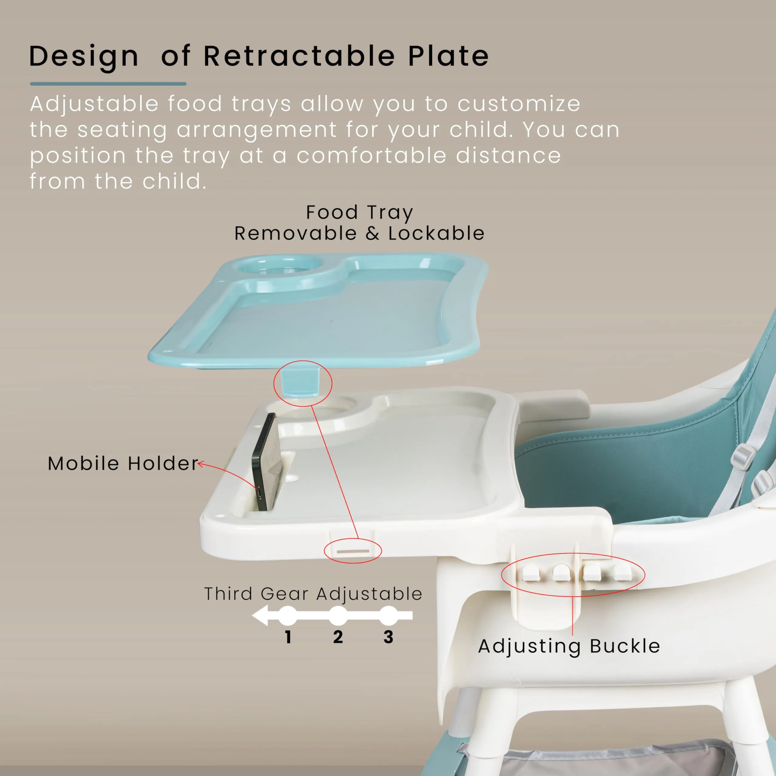 Aurora Series 3 in 1 Convertible High Chair for Kids with Adjustable Comfortable Seat