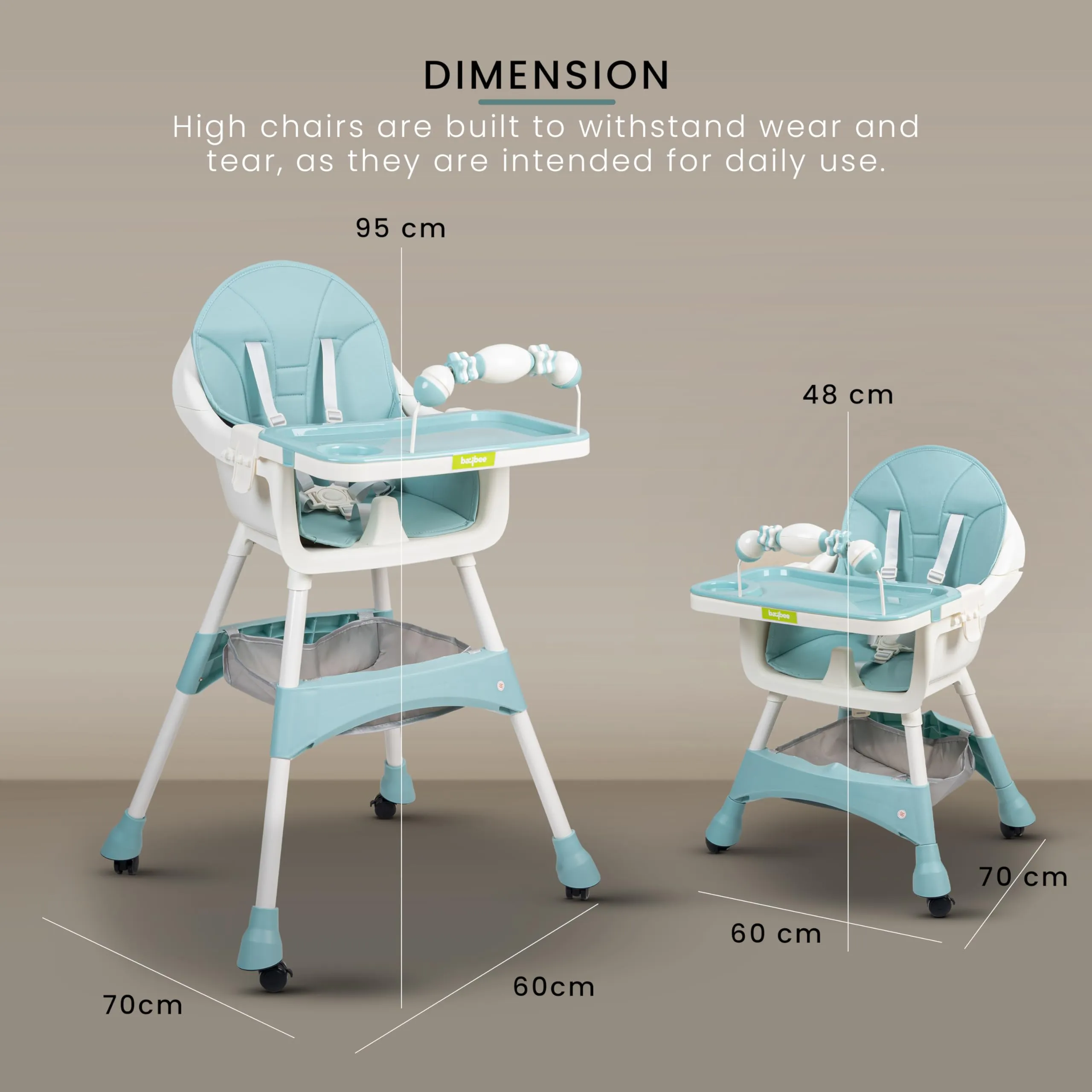 Aurora Series 3 in 1 Convertible High Chair for Kids with Adjustable Comfortable Seat