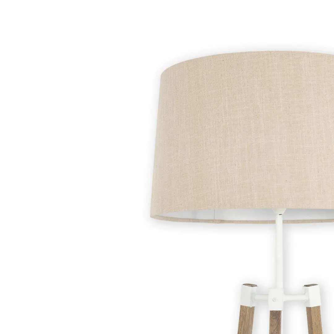 Avery Standing Lamp (Sand Shade   Wood & White Metal Body)