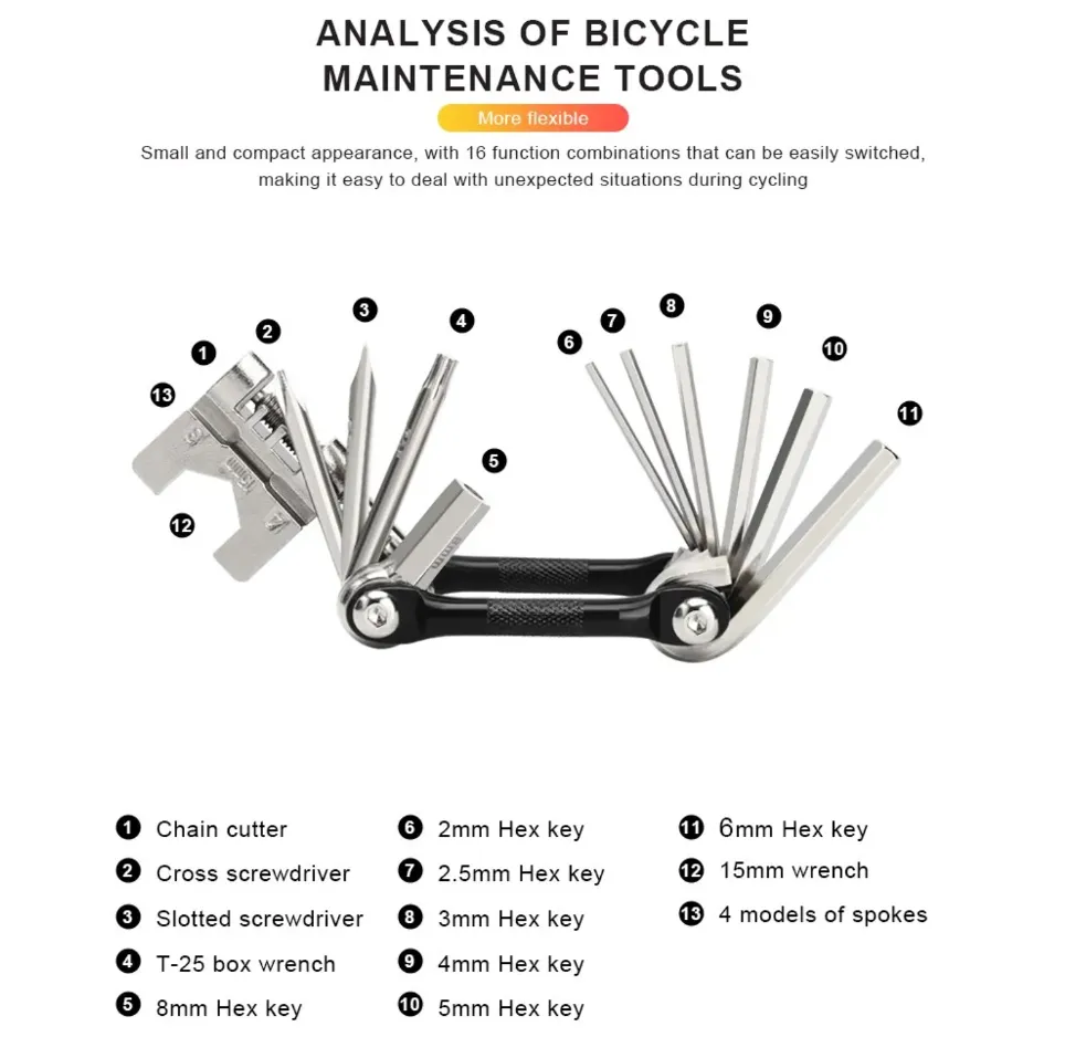 Bicycle Multi Tool Chain Splitter Cutter Multifunction For MTB Mountain Road Bike Wrench Screwdriver Repair Multitool