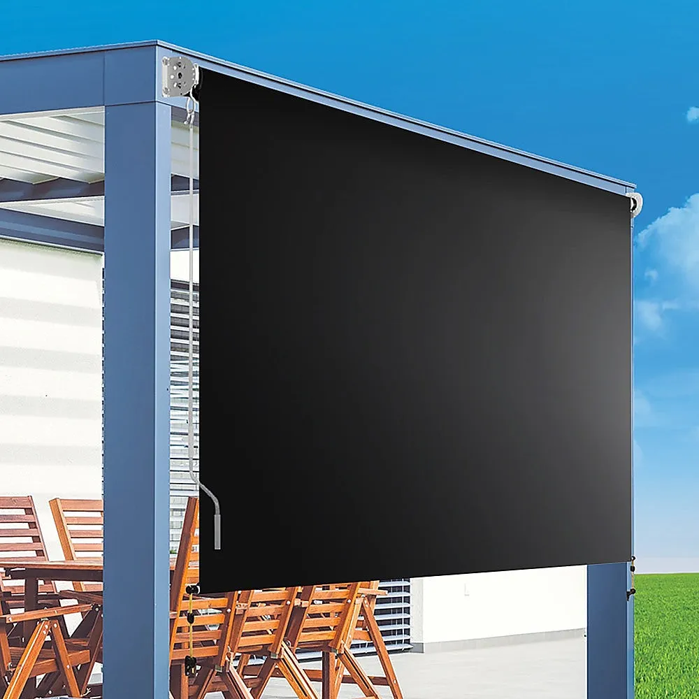 Black Retractable UV-Resistant Patio Screen Awning 3x2.5m