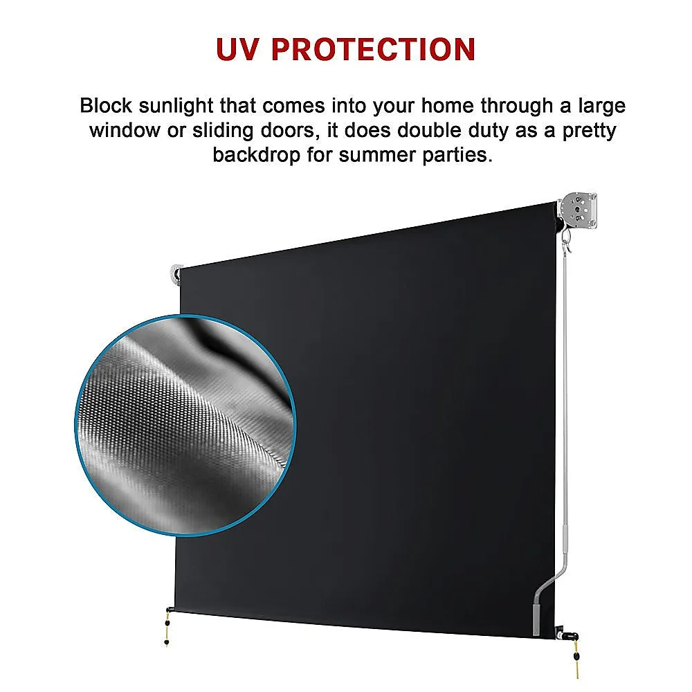 Black Retractable UV-Resistant Patio Screen Awning 3x2.5m