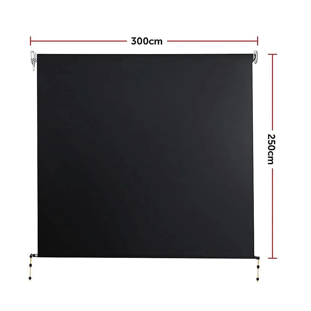 Black Retractable UV-Resistant Patio Screen Awning 3x2.5m