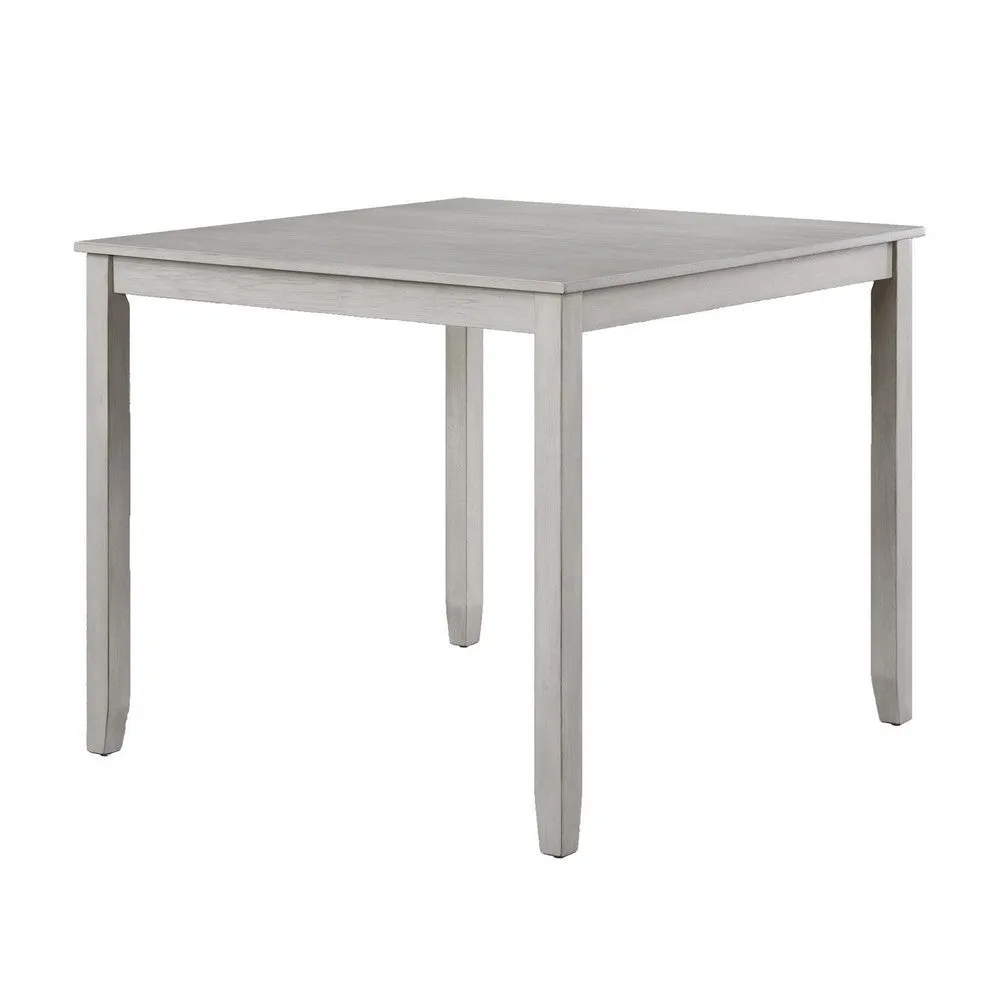 Cher 5 Piece Set Counter Height Dining Table, 4 Chairs, Gray Fabric, Wood By Casagear Home