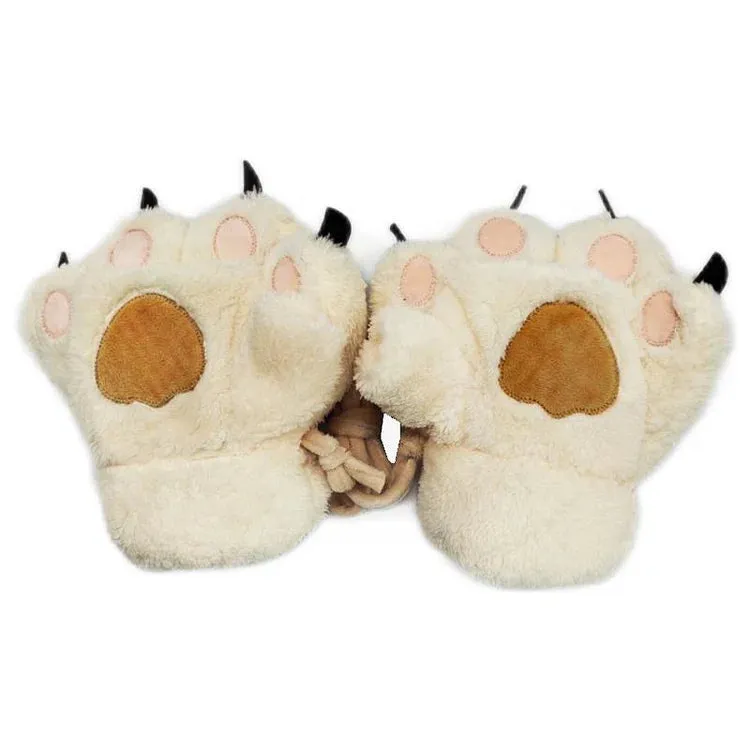 Cute Bear Claw Plush Warm Gloves