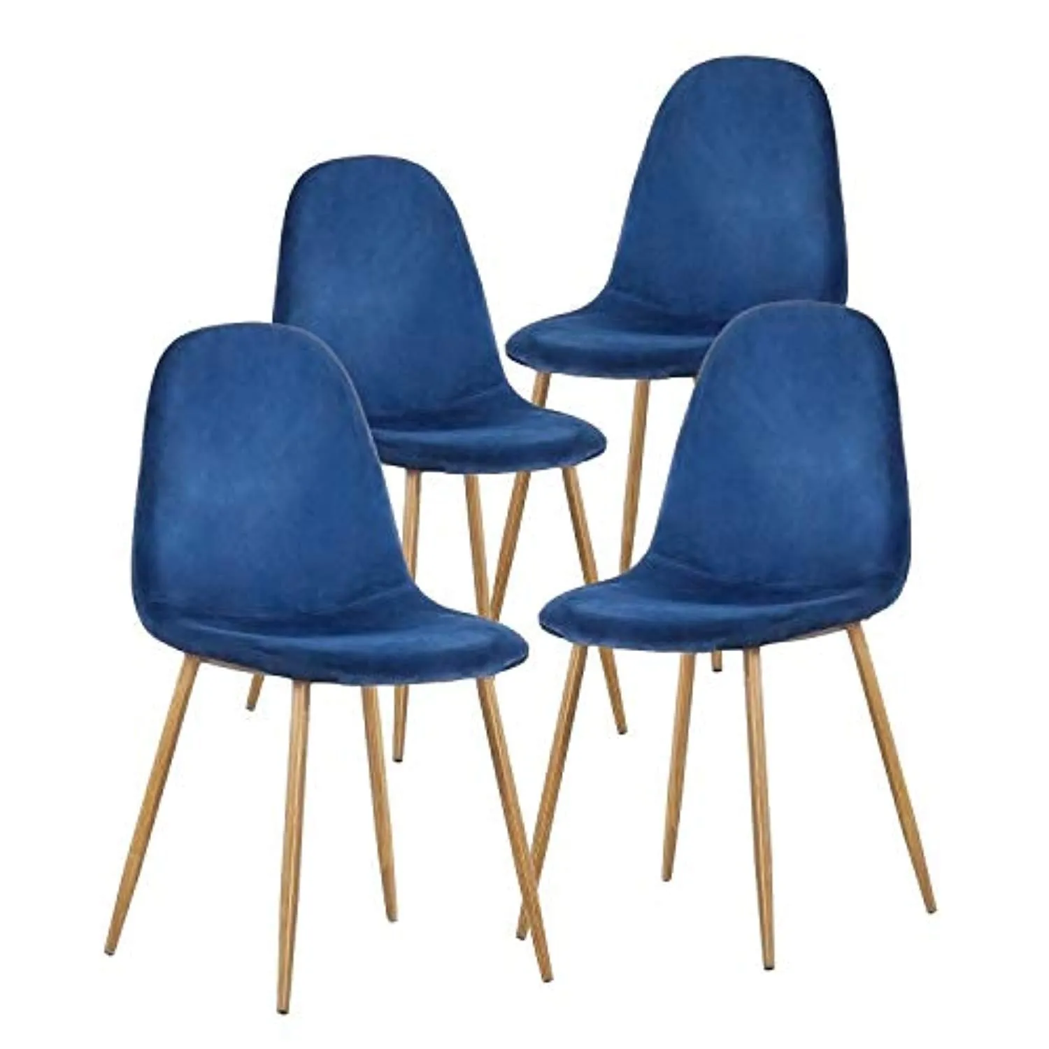 Dining Chairs - Velvet Upholstered Dining Chair with Metal Legs set of 4