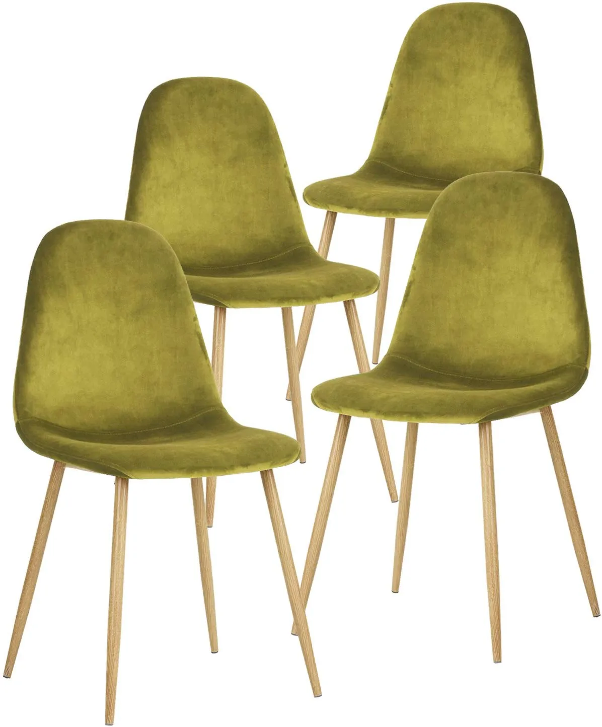 Dining Chairs - Velvet Upholstered Dining Chair with Metal Legs set of 4