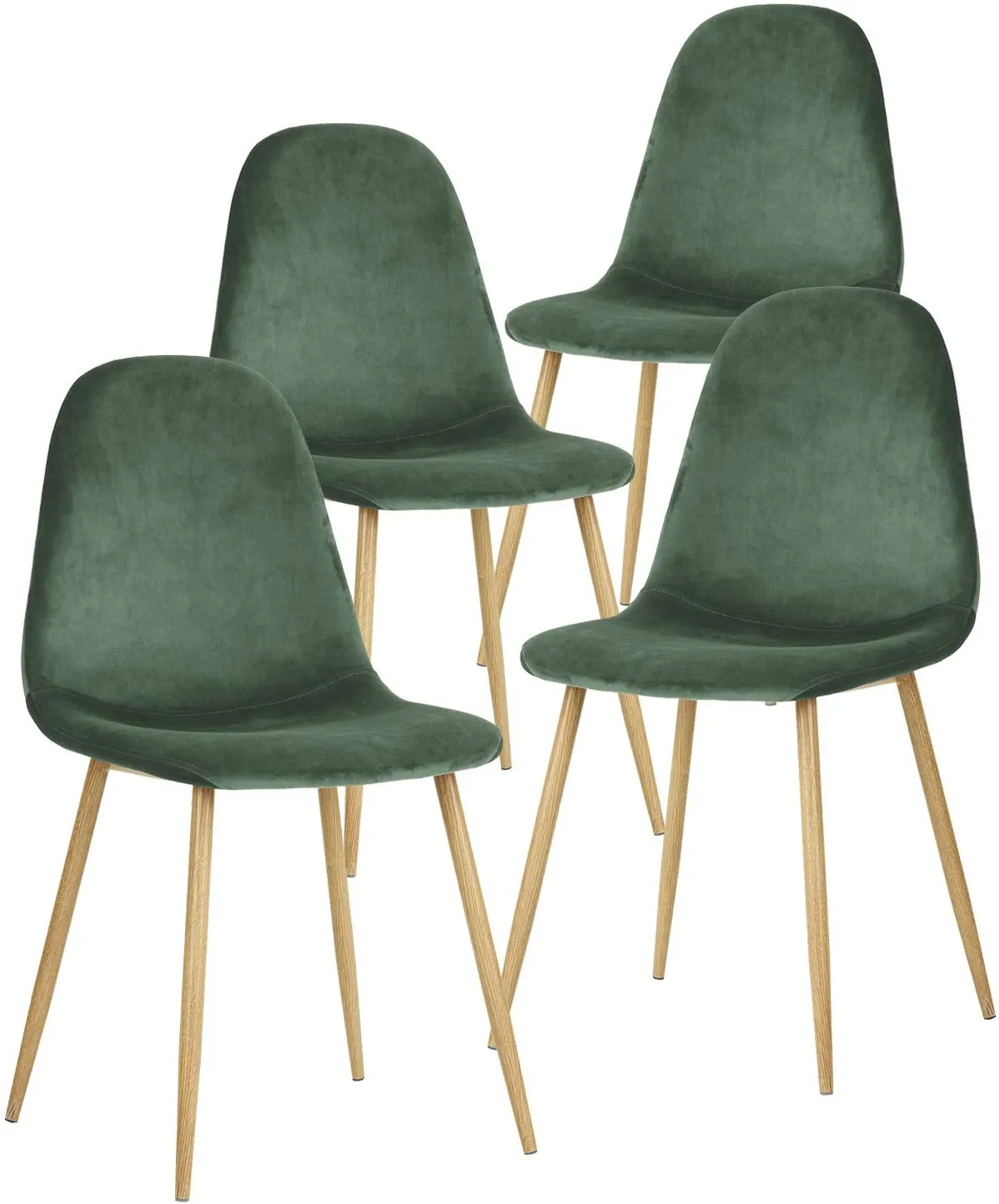 Dining Chairs - Velvet Upholstered Dining Chair with Metal Legs set of 4