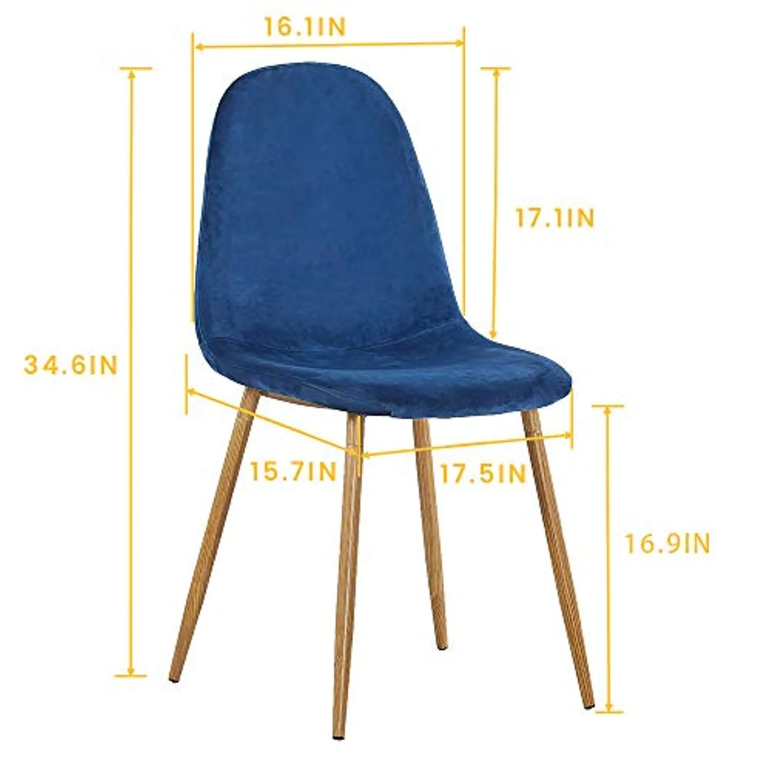 Dining Chairs - Velvet Upholstered Dining Chair with Metal Legs set of 4