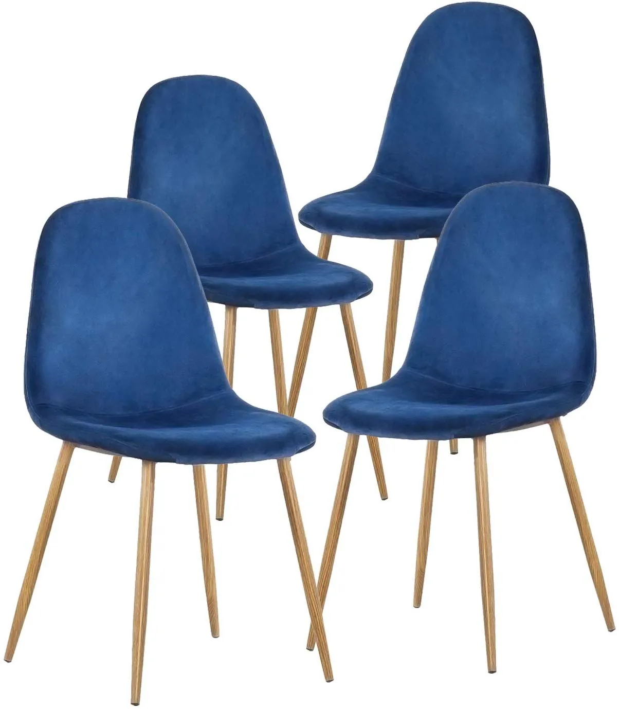 Dining Chairs - Velvet Upholstered Dining Chair with Metal Legs set of 4