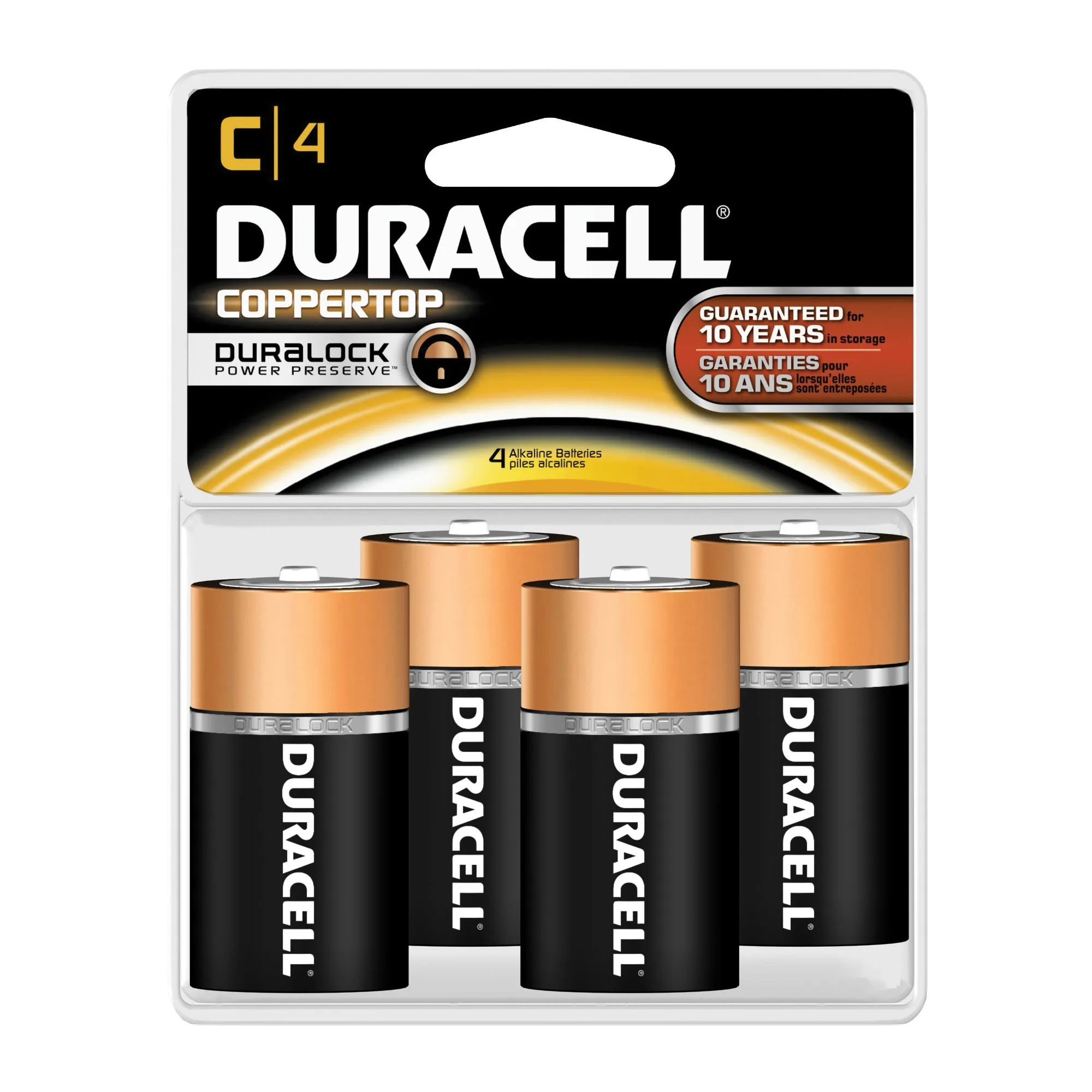 DURACELL MN1400R4ZX Battery, 1.5 V Battery, 7 Ah, C Battery, Alkaline, Manganese Dioxide