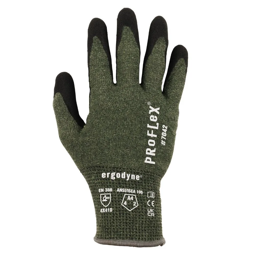 Ergodyne 10332 #7042 12-pair S Green ANSI A4 Nitrile Coated CR Gloves