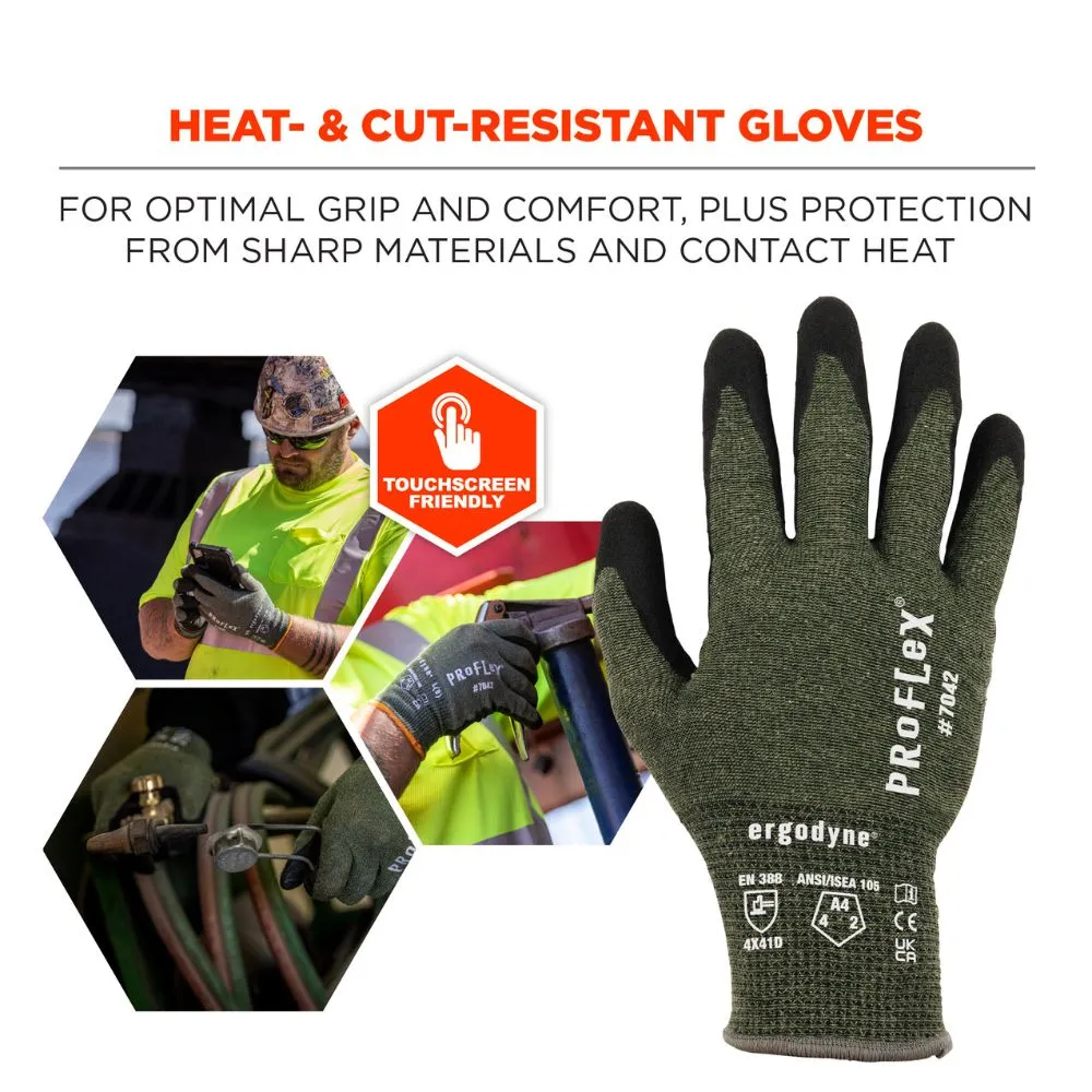 Ergodyne 10332 #7042 12-pair S Green ANSI A4 Nitrile Coated CR Gloves