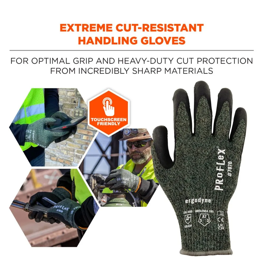 Ergodyne 18045 #7070 1-pair XL Green ANSI A7 Nitrile Coated CR Gloves