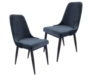 Eva Dining Chair Set of 2 Fabric Seat with Metal Frame - Charcoal