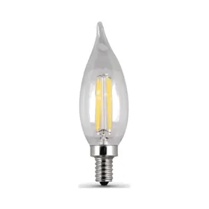 Feit Electric BPCFC40/827/LED/4 LED Lamp, Decorative, Flame Tip Lamp, 40 W Equivalent, E12 Lamp Base, Dimmable, Clear