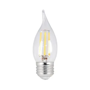 Feit Electric BPEFC60/827/LED/2 LED Lamp, Decorative, Flame Tip Lamp, 60 W Equivalent, E26 Lamp Base, Dimmable, Clear