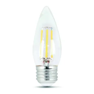 Feit Electric BPETC40/827/LED/2 LED Lamp, Specialty, Torpedo Tip Lamp, 40 W Equivalent, E26 Lamp Base, Dimmable, Clear