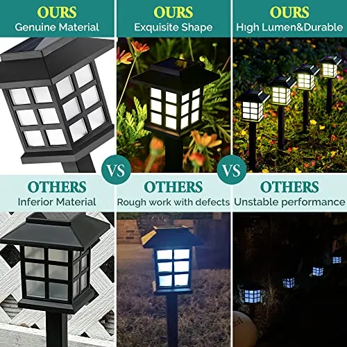 GIGALUMI Solar Outdoor Lights,12 Pack LED Solar Lights Outdoor Waterproof, Solar Walkway Lights Maintain 10 Hours of Lighting for Your Garden, Landscape, Path, Yard, Patio, Driveway