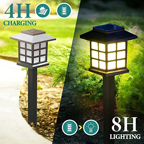 GIGALUMI Solar Outdoor Lights,12 Pack LED Solar Lights Outdoor Waterproof, Solar Walkway Lights Maintain 10 Hours of Lighting for Your Garden, Landscape, Path, Yard, Patio, Driveway