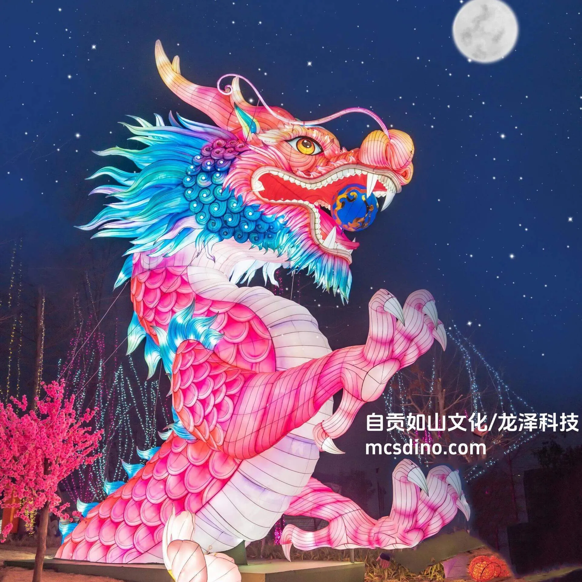 Gigantic Illuminated Pink Dragon Lantern Entrance-LTDR002