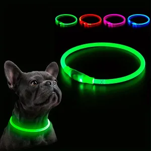 Glowing Dog Collar Rechargeable LED Necklace for AntiLost