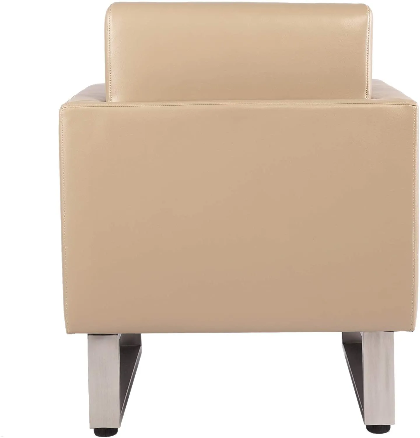 Guest Chair Office Reception Chair Leather Sofa Chairs with PU Leather Soft Sponge, Beige