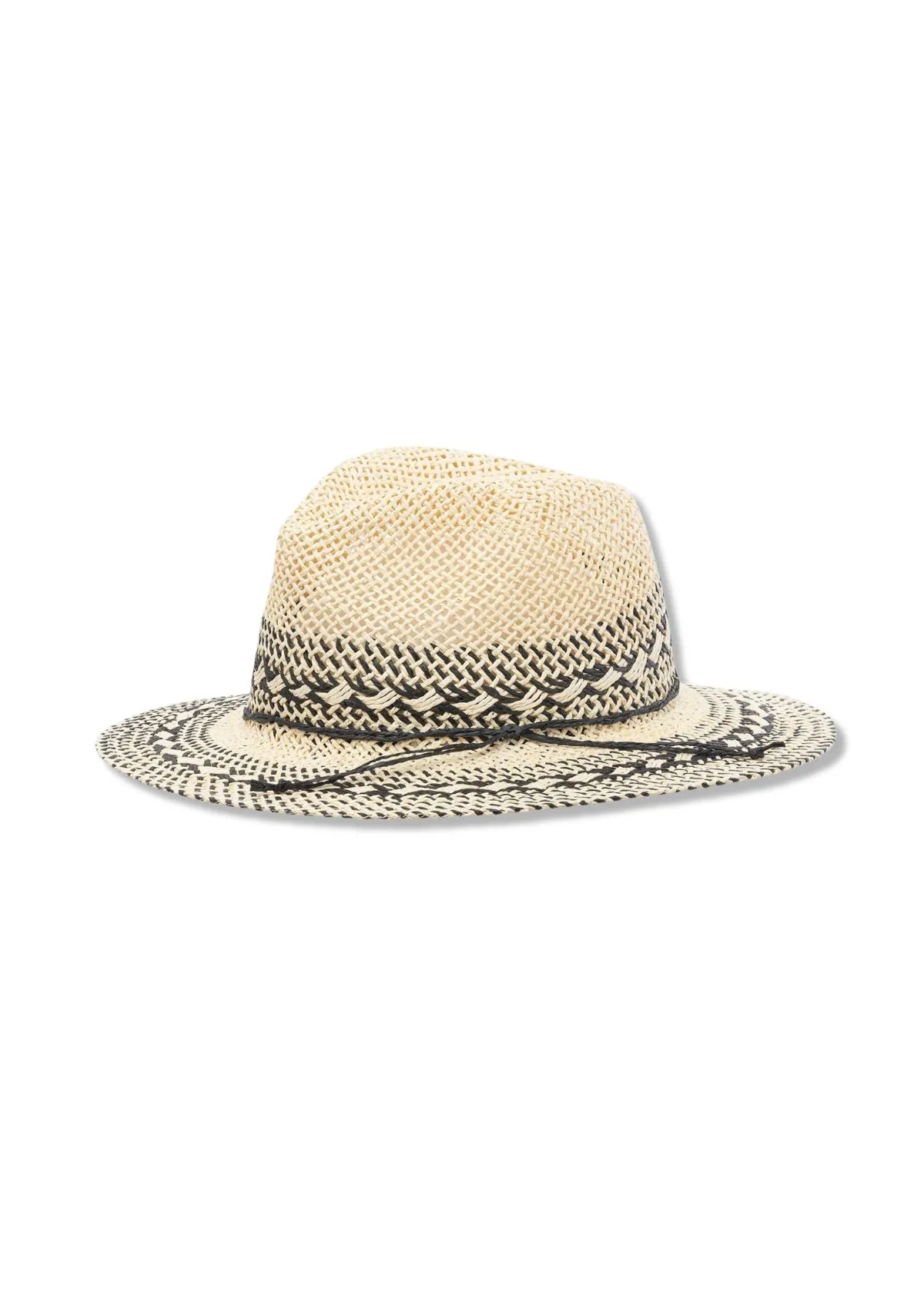 Hayden Sun Hat with Contrasting Weave - Natural