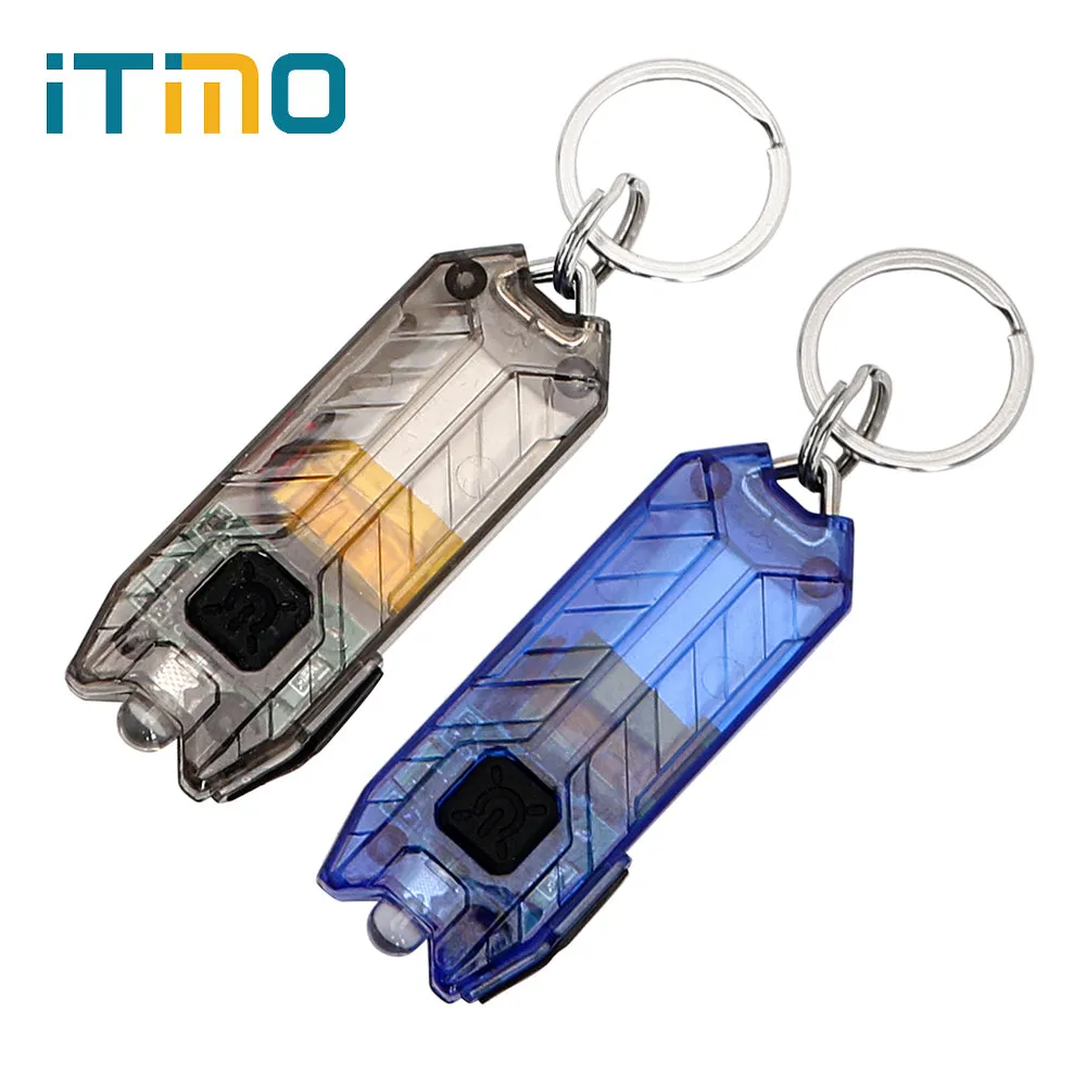 iTimo Mini LED Keychain Flashlight Key Chain USB Rechargeable Portable 45LM 2 Modes Tube Keyring Light Lamp Torch