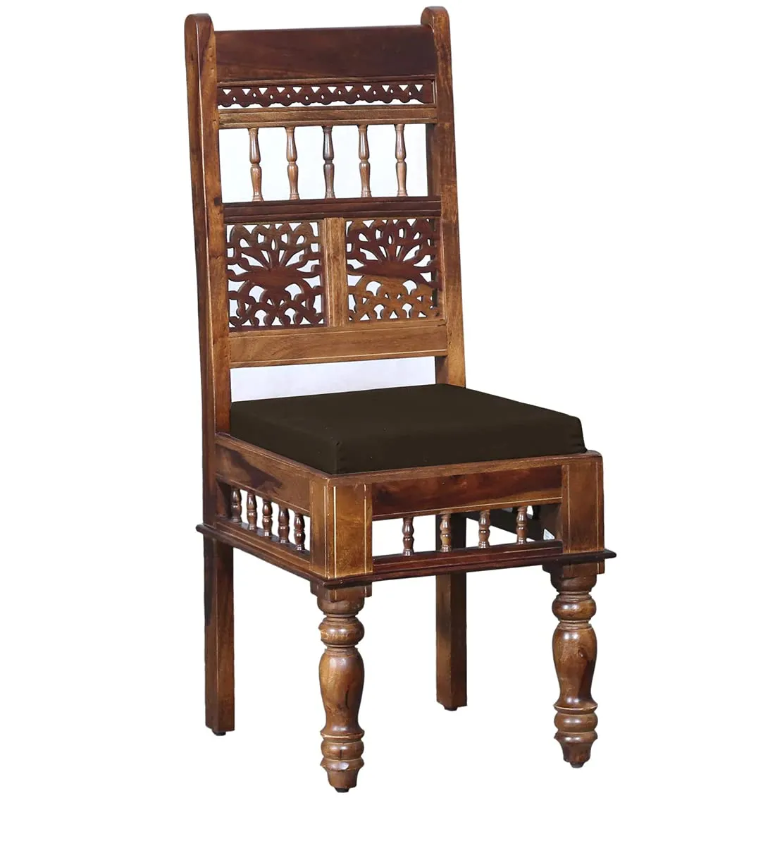 Jangid Handicraft Solid Sheesham Wood Traditional Dining Table 4 Seater | Wooden Four Seater Dinning Table with 4 Chairs for Home | Chairs with Cushion | Dining Room Sets for Restaurants | Dark Brown